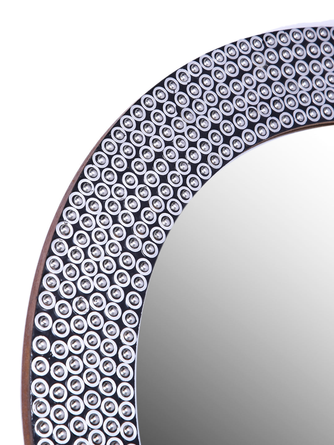 Hosley Decorative Metal Studded Round Wall Mirror
