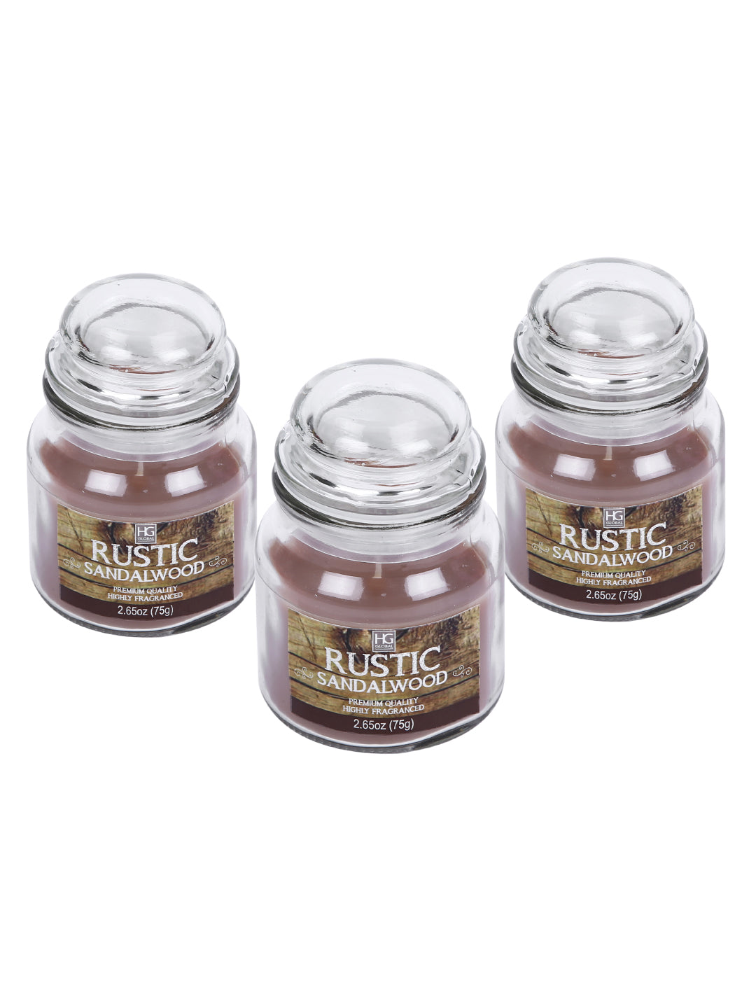 Set of 3 Hosley® Rustic Sandalwood Highly Fragranced Jar Candles, 2.65 Oz wax each