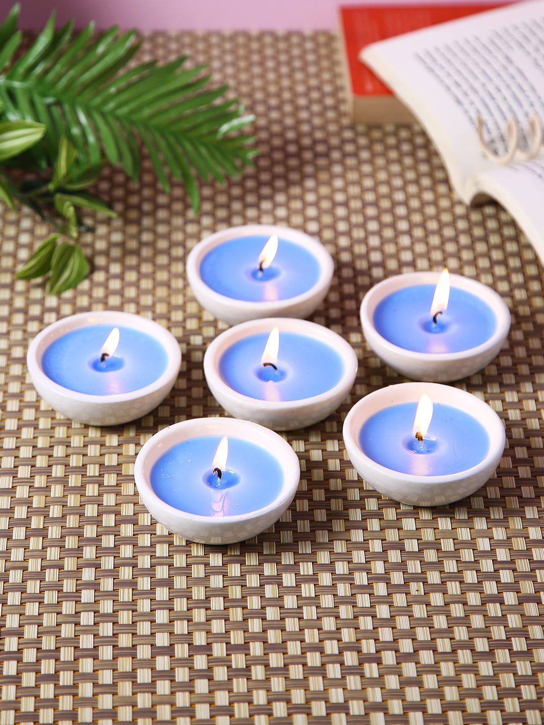 Set of 6 - Hosley Highly Scented Caribbean Breeze Ceramic Diyas