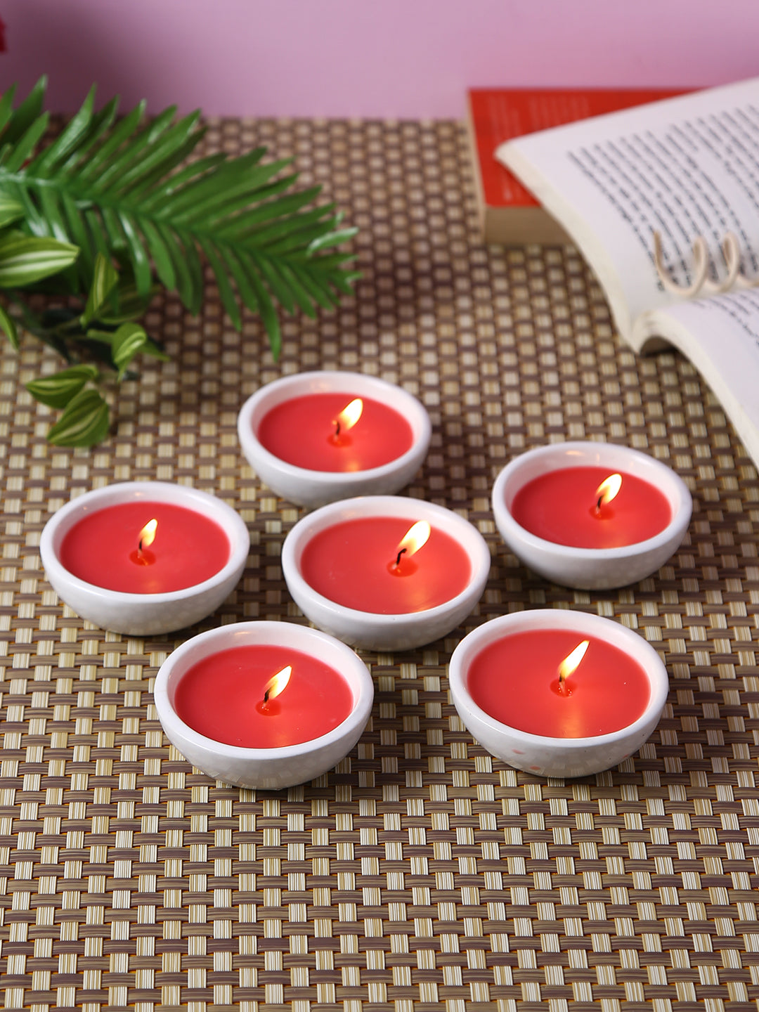 Set of 6 - Hosley Highly Scented Apple Cinnamon Ceramic Diyas
