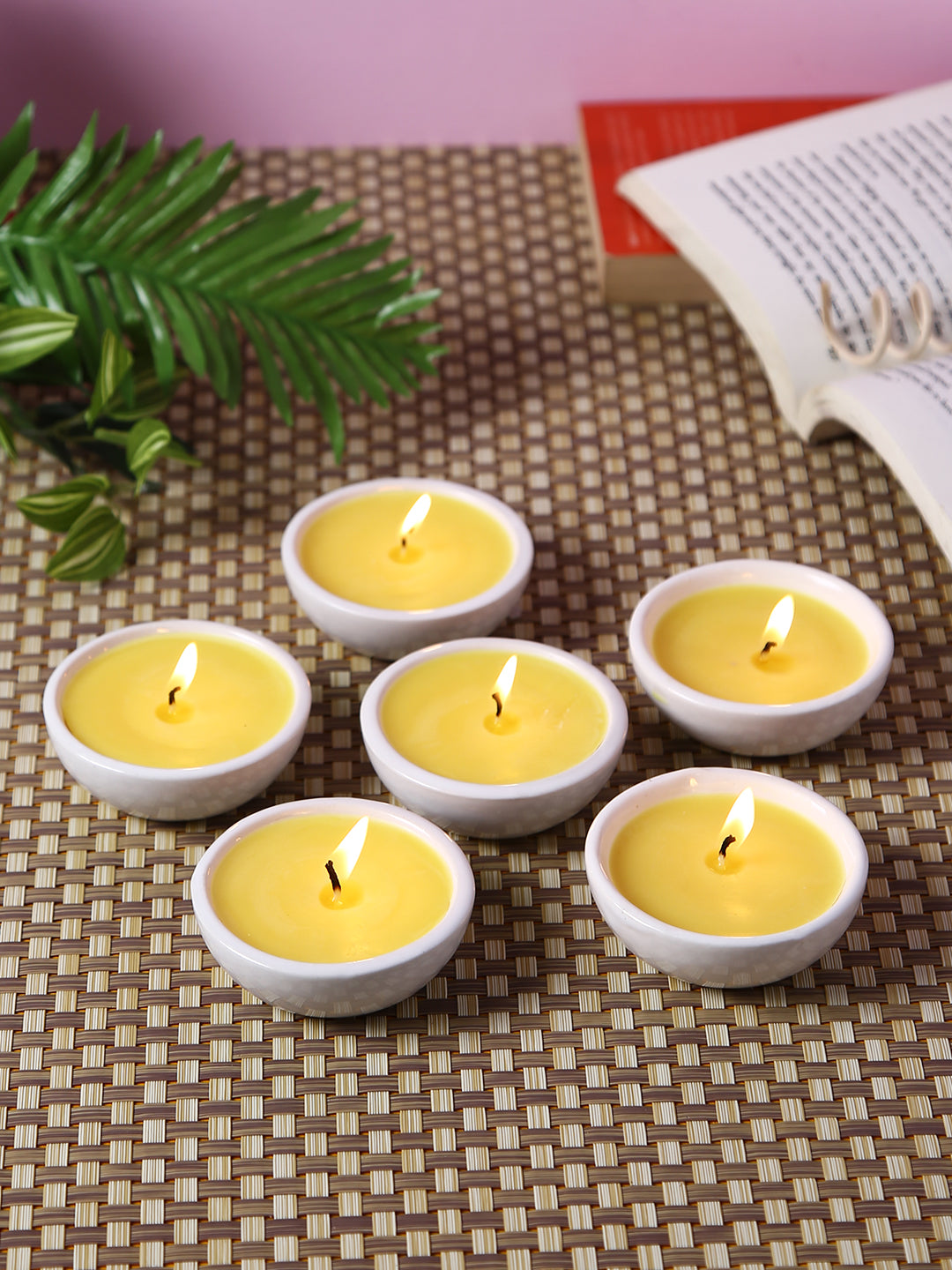 Set of 6 - Hosley Highly Scented Citronella Ceramic Diyas