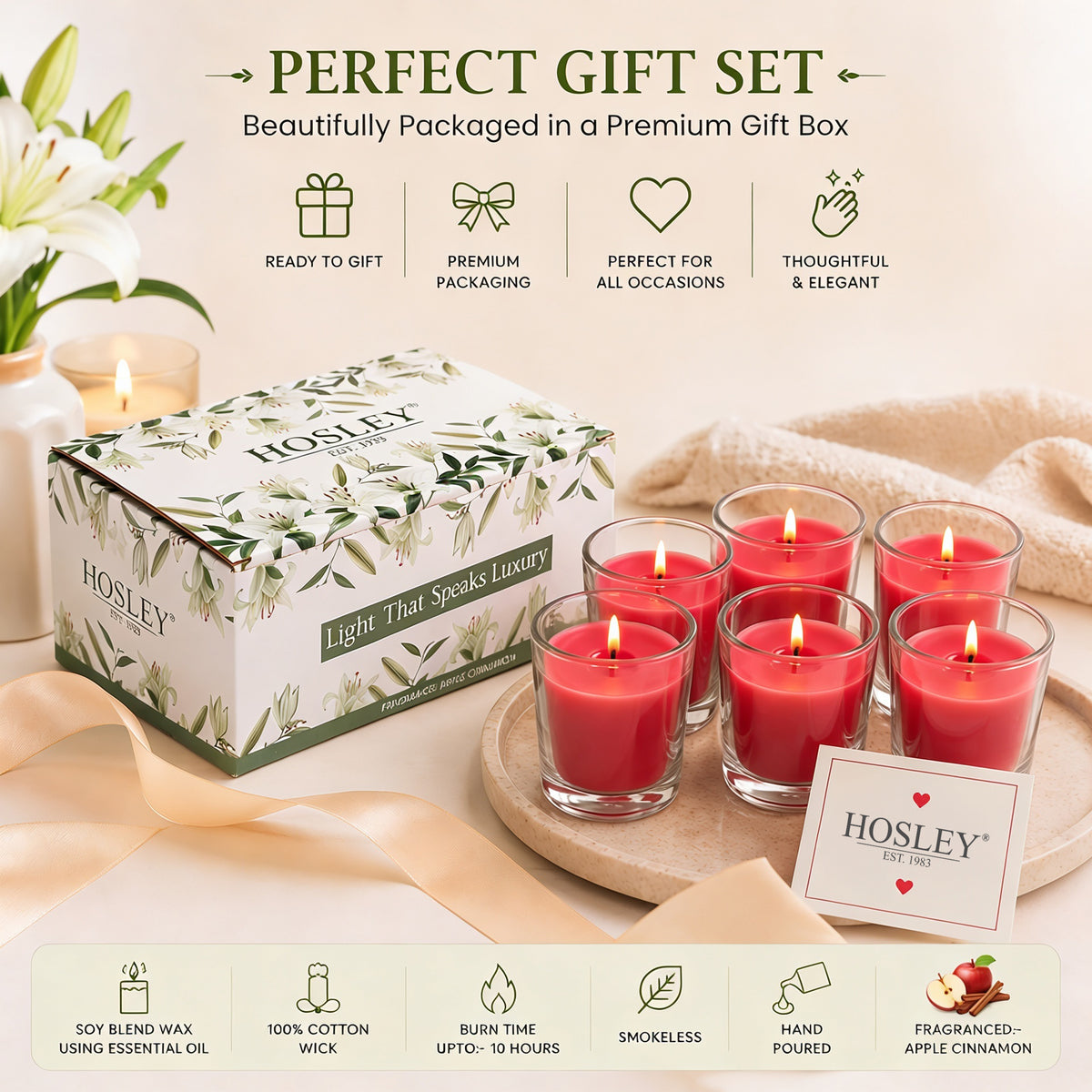 Apple Cinnamon Votive Glass Candle