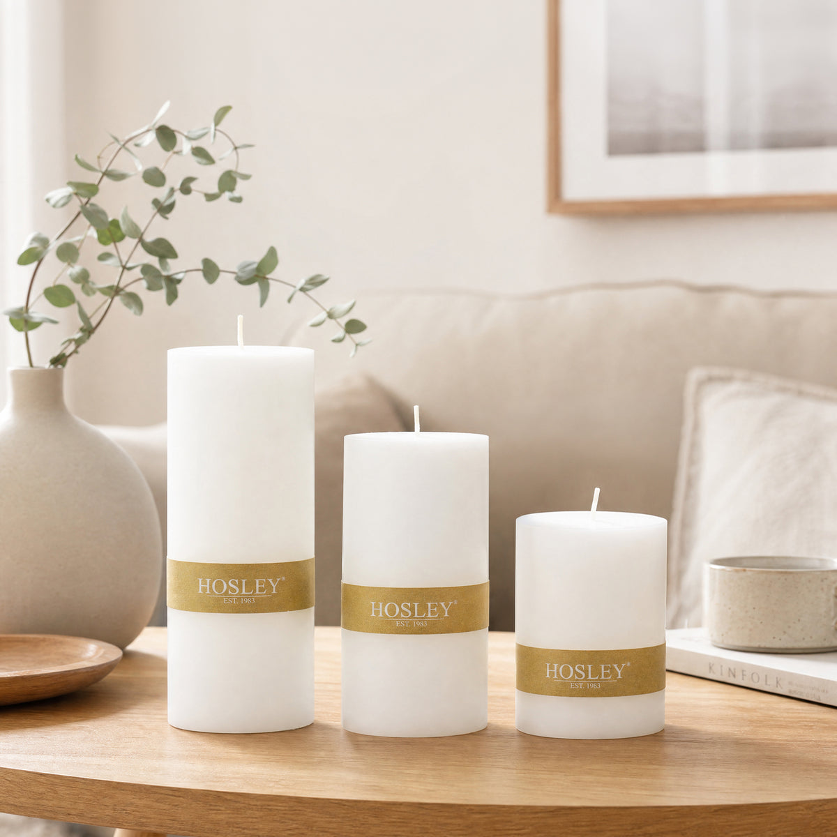 Unscented Pillar Candle Set of 3