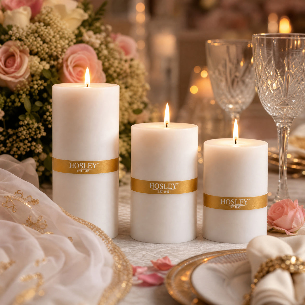 Unscented Pillar Candle Set of 3