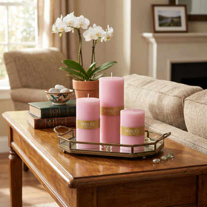 Premium Rose Scented Pillar Candle Set
