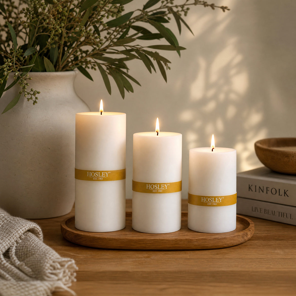 Unscented Pillar Candle Set of 3
