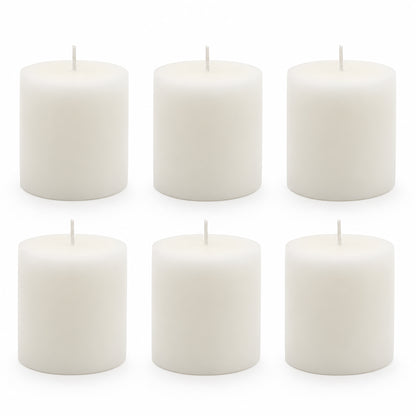 Hosley White Pillar Candles Set of 6 | Unscented Smokeless Decorative Candles | Soy Blend Wax| Long Burning- 30 Hours, 2Inch high Candle for Home Decor, Diwali Decoration, Prayer, Wedding & Gifting