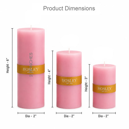 Premium Rose Scented Pillar Candle Set