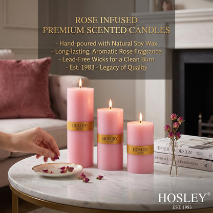 Premium Rose Scented Pillar Candle Set