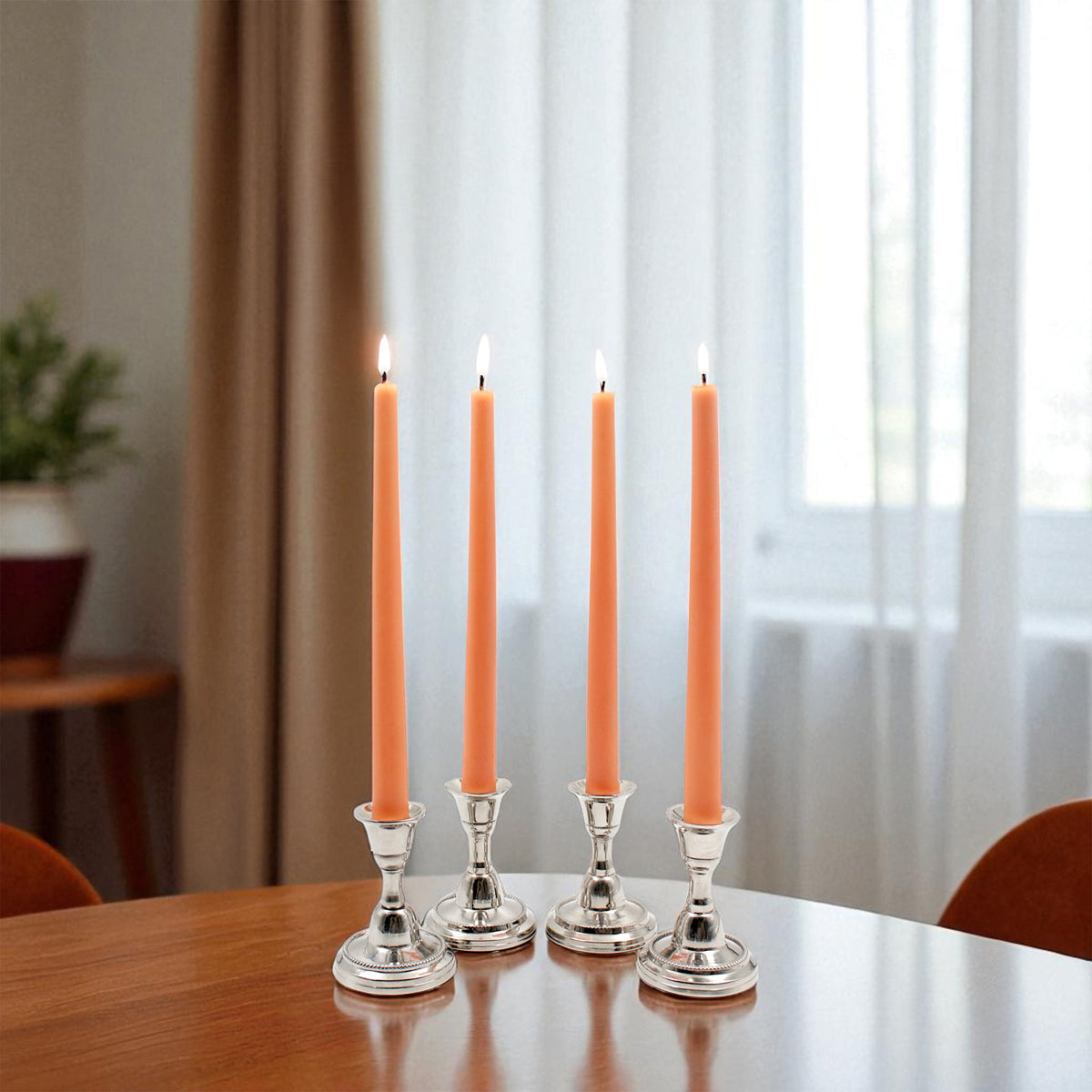 Hosley Unscented Orange Taper Candles – Set of 4, 25.4cm