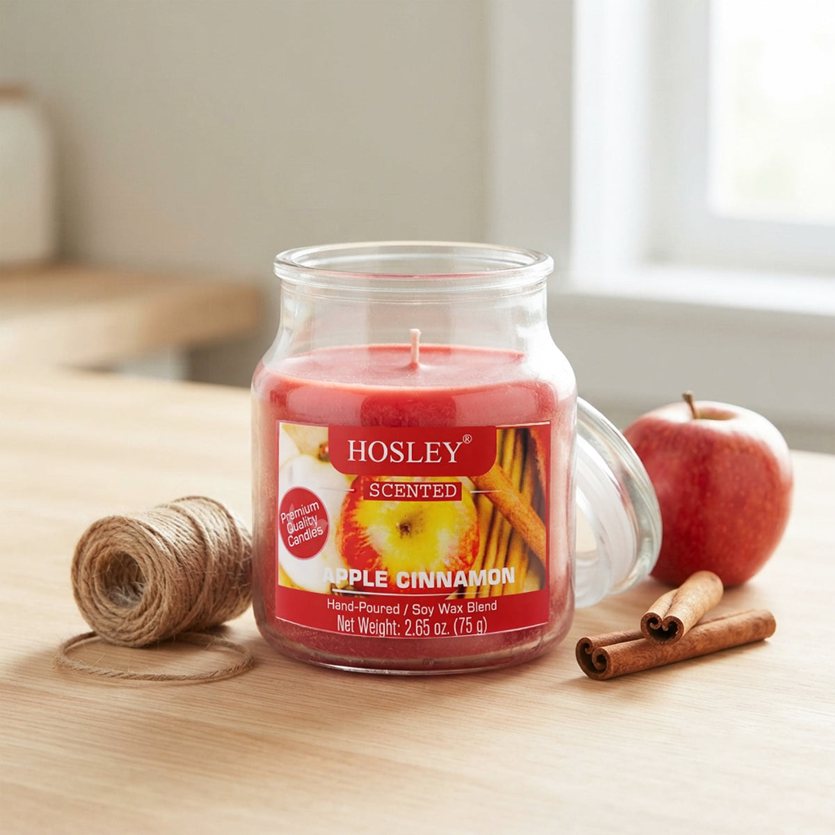 Hosley Apple Cinnamon Fragranced Jar Candle – 2.65 Oz