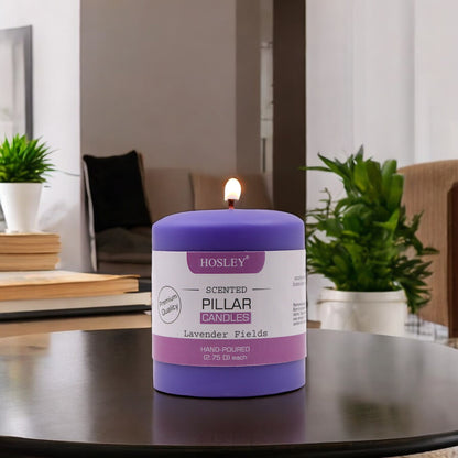 Hosley® Lavender Fields Highly Fragranced 3inch Pillar Candle