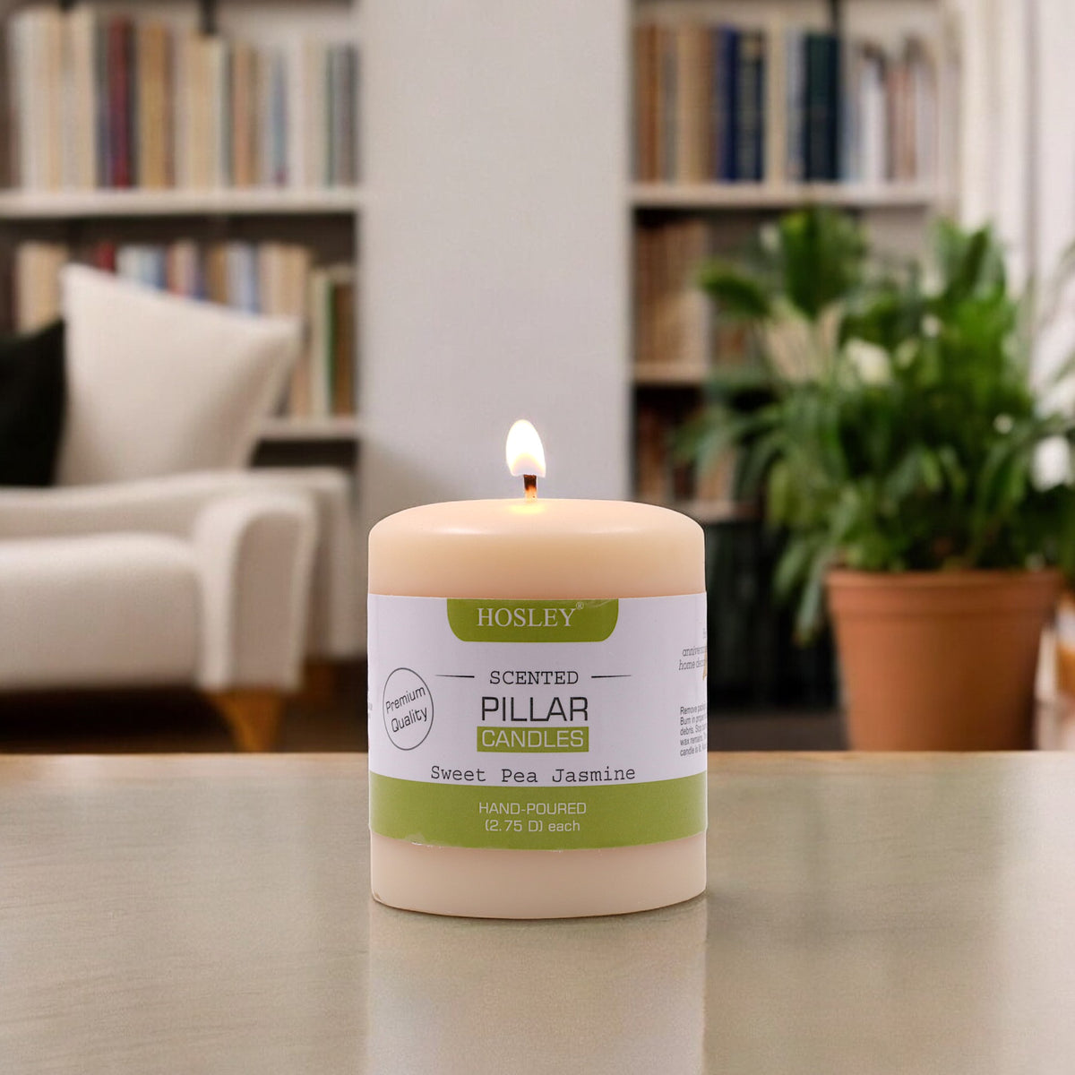 Hosley® Sweet Pea Jasmine Highly Fragranced 3inch Pillar Candle
