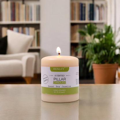 Hosley® Sweet Pea Jasmine Highly Fragranced 3inch Pillar Candle