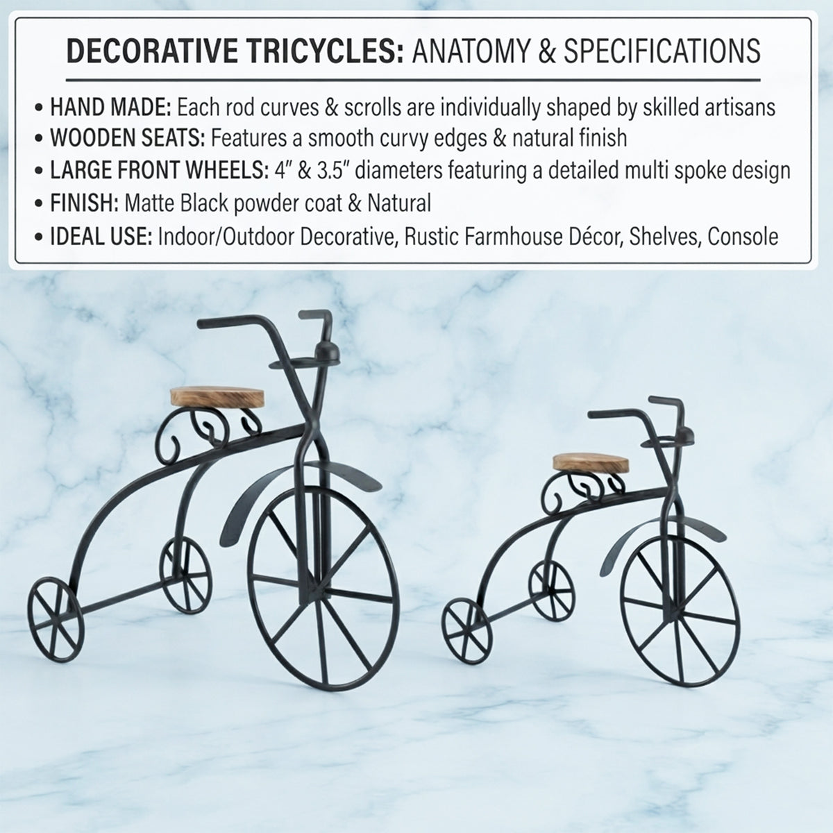 Set of 2 Decorative Metal Bicycle Showpiece