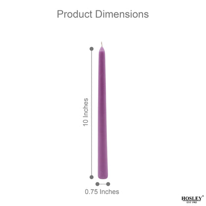 HOSLEY Pack of 6 Purple Taper Candles|10 Inch Long|Dinner Candles|Smokeless & Dripless|Celebration Candles|Long Burning|Perfect for Home Decor, Lighting|Burn Time 9 Hours| Unscented