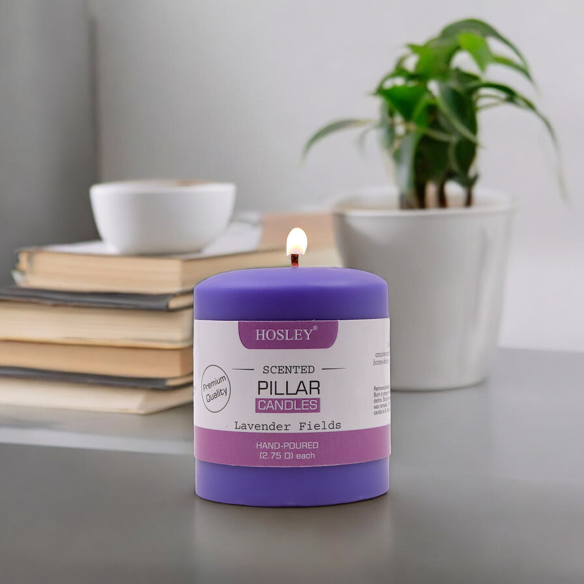 Hosley® Lavender Fields Highly Fragranced 3inch Pillar Candle
