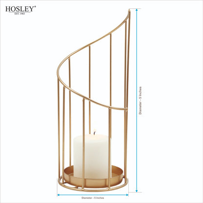Hosley Metal Pillar Candle Holders with 3 inch Pillar Candle, Pack of 1