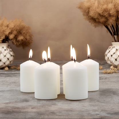 Hosley 2x3 High Pillar Candles, Set of 6. White, Unscented. Bulk Buy, Using a Wax Blend. Ideal, Emergency Lanterns, Spa, Aromatherapy, Party, Reiki, Candle Gardens