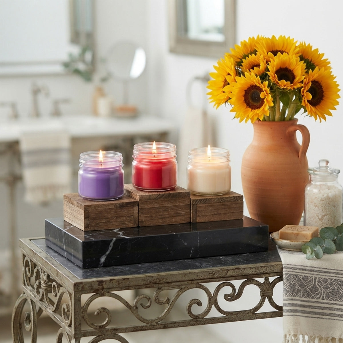Scented Candles Gift Set 3 oz, Lavender Rose