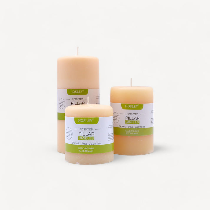 Hosley Set 3 Decorative Cinnamon Highly fragranced Pillar Candle