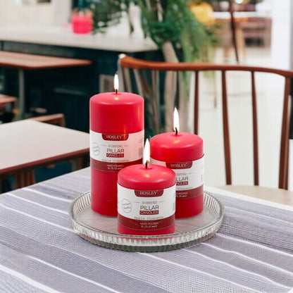 Hosley Set 3 Decorative Cinnamon Highly fragranced Pillar Candle