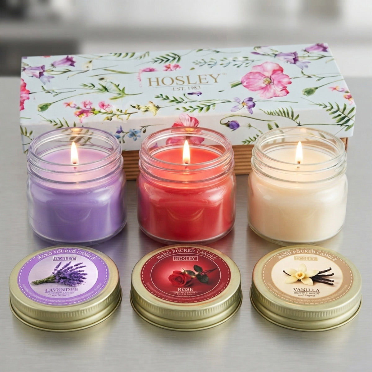 Scented Candles Gift Set 3 oz, Lavender Rose