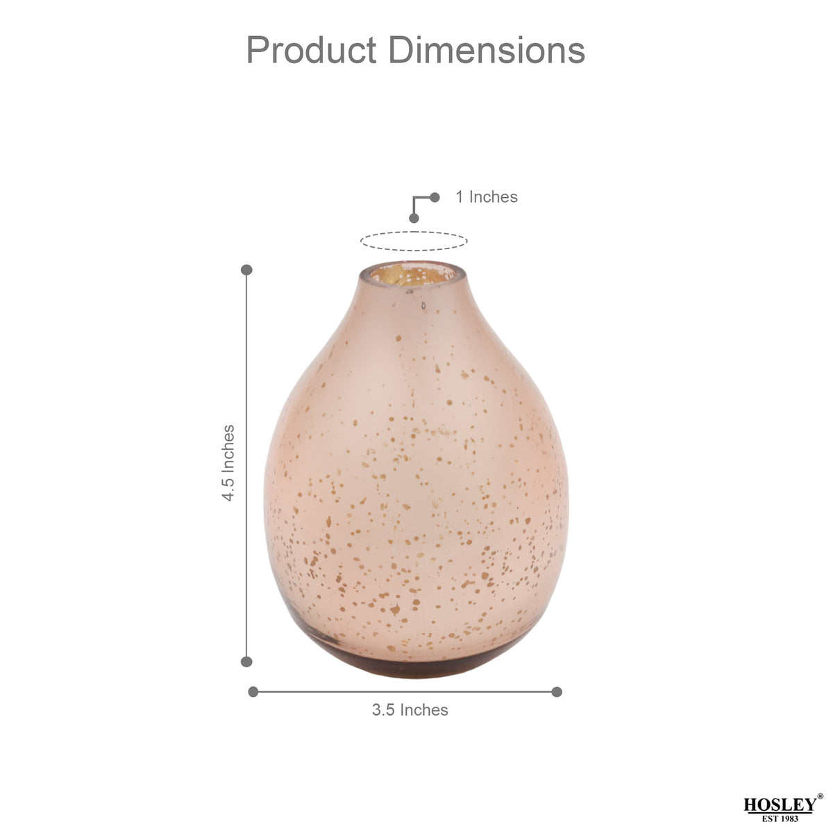 HOSLEY Rose Gold Mercury Glass Vase