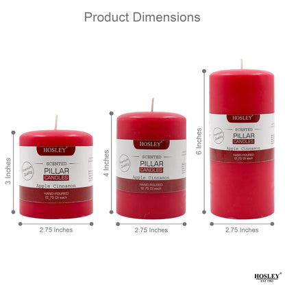 Hosley Set 3 Decorative Cinnamon Highly fragranced Pillar Candle