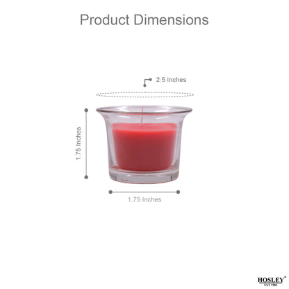 Hosley Highly Fragranced Apple Cinamon Filled Votive Glass Decoration Candles - Pack of 6, Red