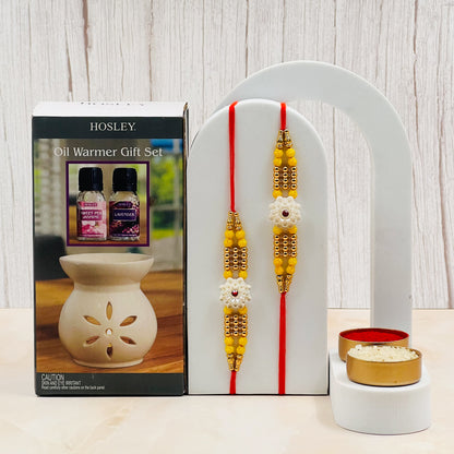 HOSLEY Ceramic Oil Warmer | Rakhi Gift Set | Pack of 1