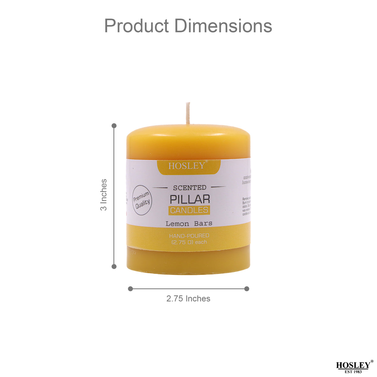 Hosley Set of 2 Lemon Bar 3Inchs Pillar Candles