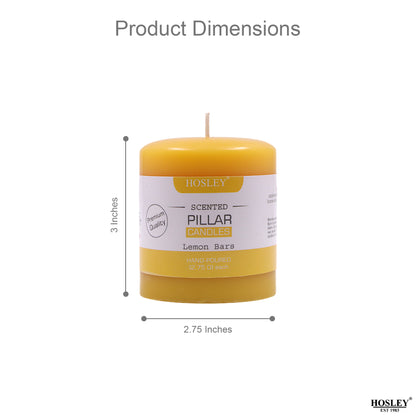 Hosley Set of 2 Lemon Bar 3Inchs Pillar Candles