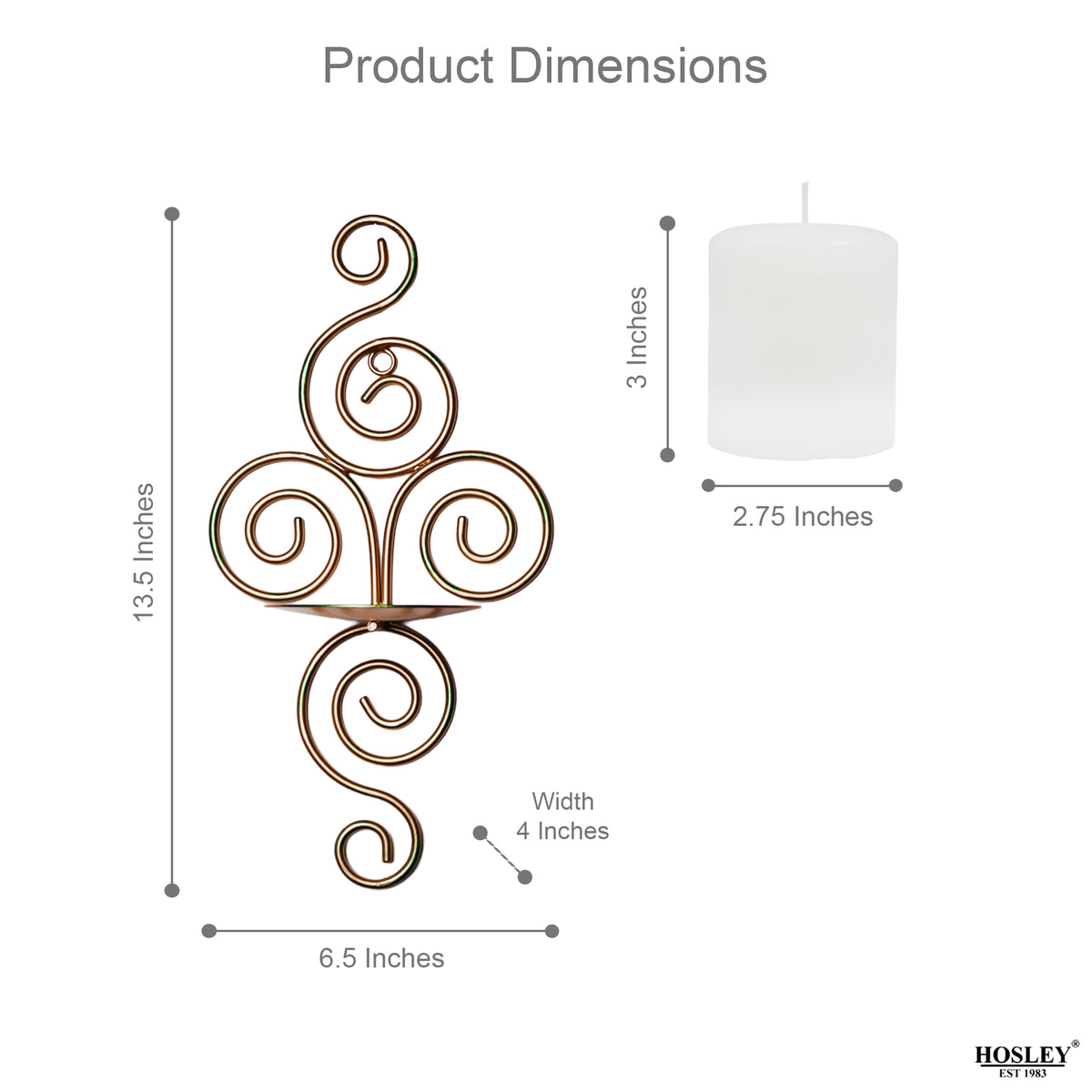 Hosley® Wall Candle Scone, Set of 2 Elegant Swirling Iron Hanging Wall Mounted Decorative Candle Holder For Home Decoration