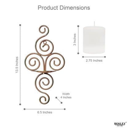 Hosley® Wall Candle Scone, Set of 2 Elegant Swirling Iron Hanging Wall Mounted Decorative Candle Holder For Home Decoration