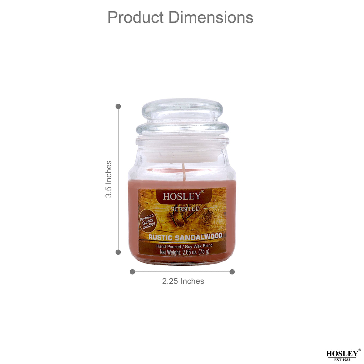 Hosley Rustic Sandalwood Fragranced Jar Candles – Set of 3, 2.65 Oz Each