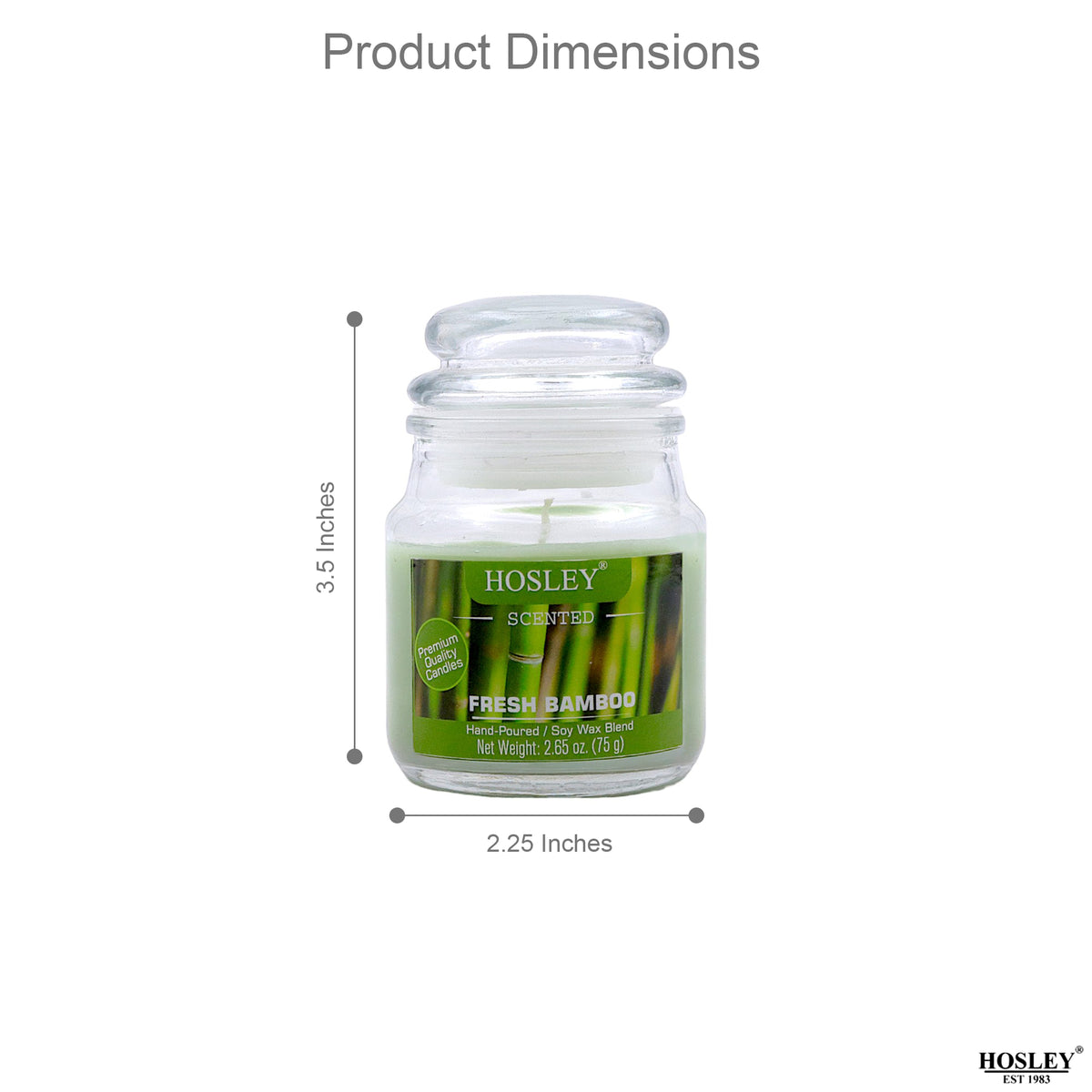 Hosley Fresh Bamboo Fragranced Jar Candles – Set of 3, 2.65 Oz Each