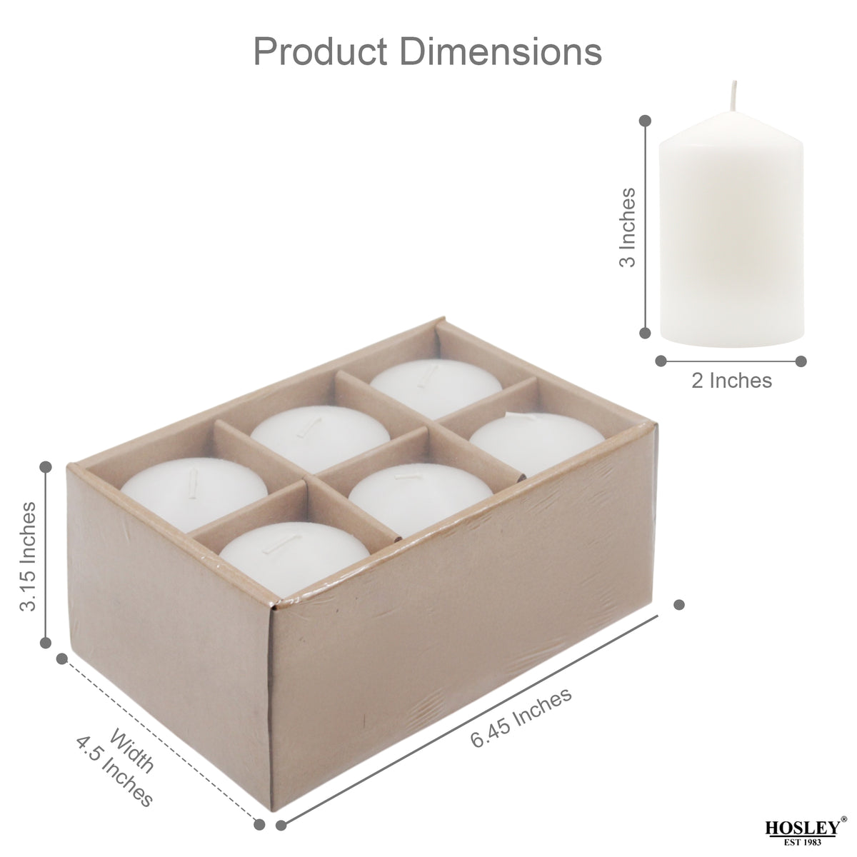 Hosley 2x3 High Pillar Candles, Set of 6. White, Unscented. Bulk Buy, Using a Wax Blend. Ideal, Emergency Lanterns, Spa, Aromatherapy, Party, Reiki, Candle Gardens