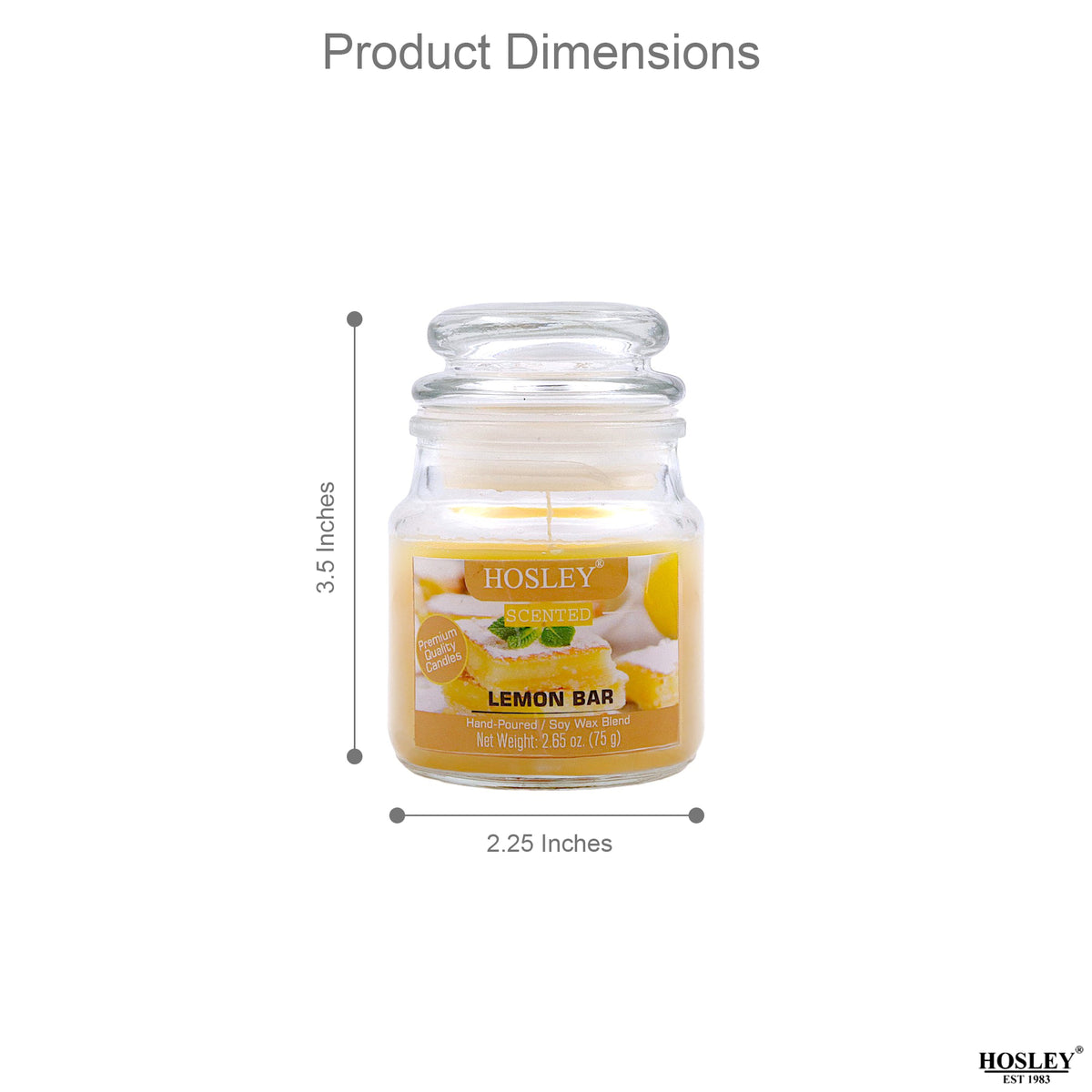 Hosley® Lemon Bar Highly Fragranced, 2.65 Oz wax, Jar Candle
