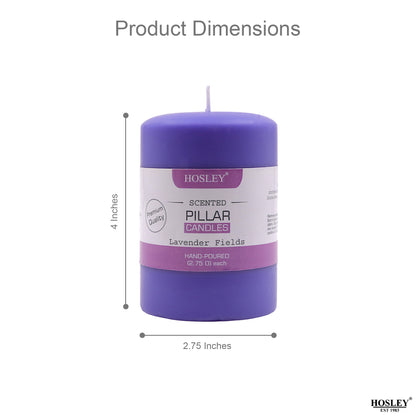 Hosley® Lavender Fields Highly Fragranced 4inch Pillar Candle