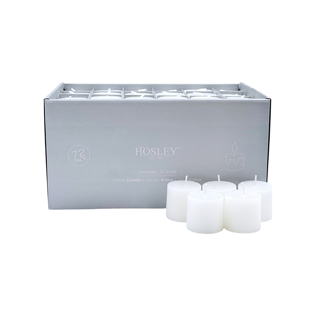 Hosley Set of 72 White Unscented Votive Candles | 10 Hour Burn Time |