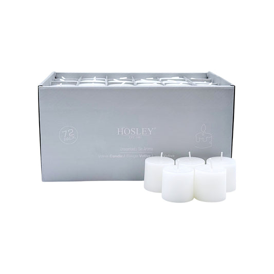 Hosley Set of 72 White Unscented Votive Candles | 10 Hour Burn Time |