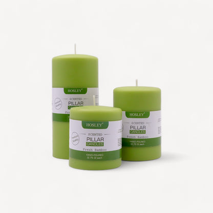 Hosley® Fresh Bamboo Fragrance Pillar Candles - Set Of 3