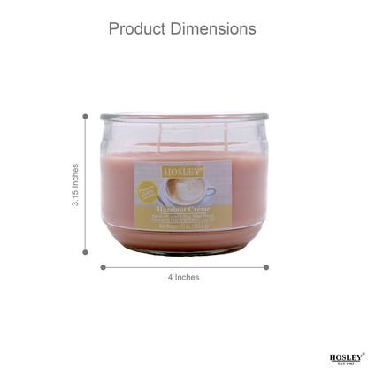 Hosley® Hazelnut Creme Highly Fragranced, 2 Wick, 10 Oz wax, Jar Candle