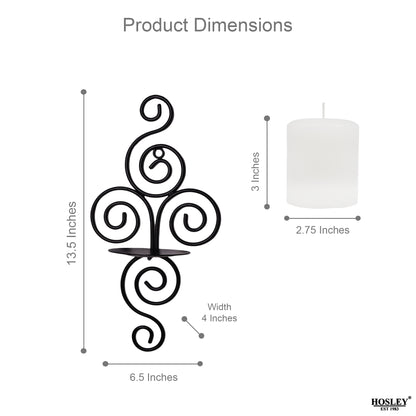 Hosley Set of 2 Decorative Wall Sconce With Free Candles (Black Matte)