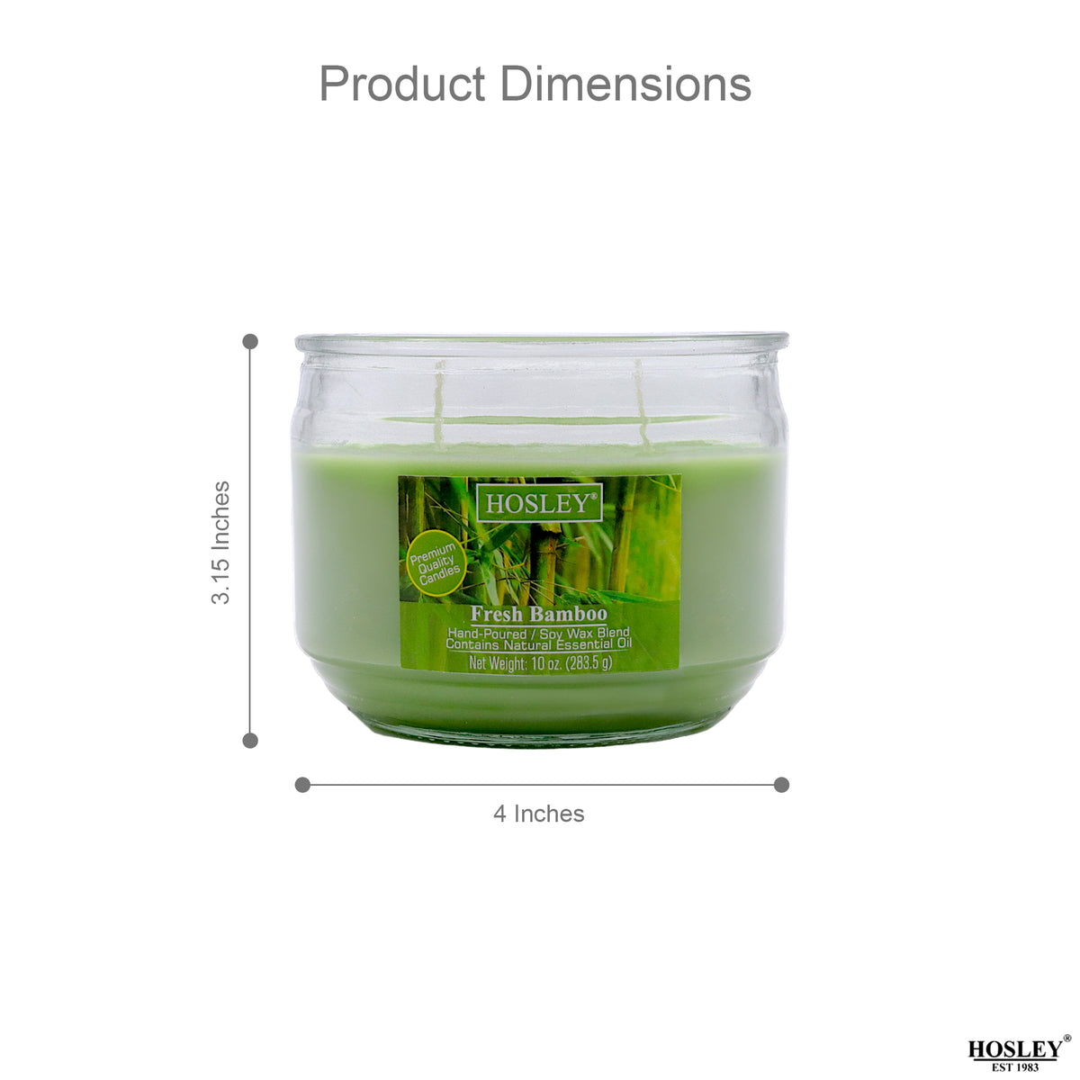Hosley® Fresh Bamboo  Highly Fragranced, 2 Wick, 10 Oz wax, Jar Candle
