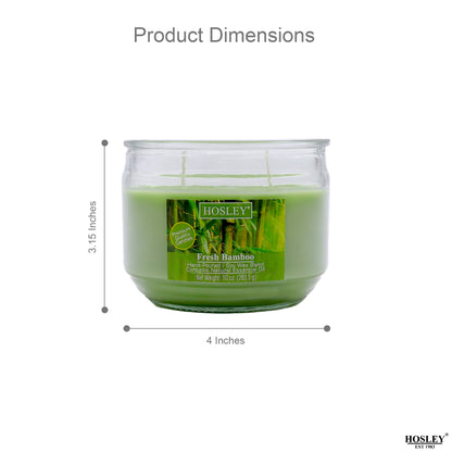 Hosley® Fresh Bamboo  Highly Fragranced, 2 Wick, 10 Oz wax, Jar Candle