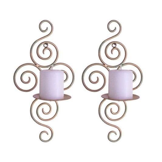 Hosley® Wall Candle Scone, Set of 2 Elegant Swirling Iron Hanging Wall Mounted Decorative Candle Holder For Home Decoration