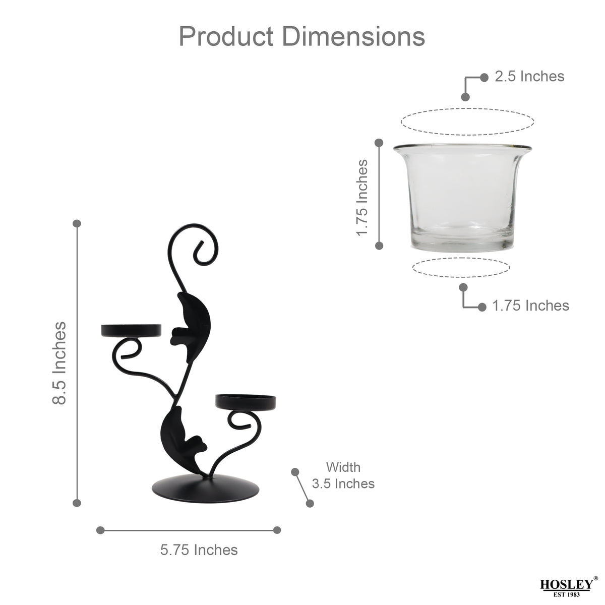 Hosley Decorative Tealight Holder with 2 Clear Glasses