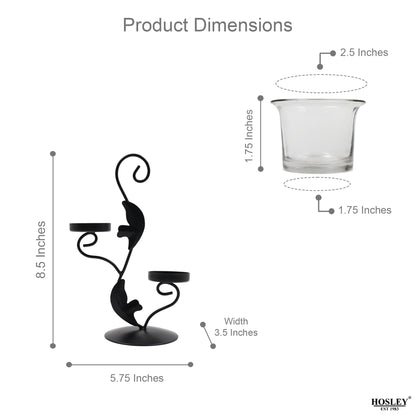 Hosley Decorative Tealight Holder with 2 Clear Glasses